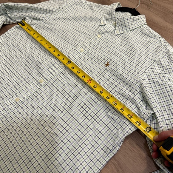 SOLD Ralph Lauren Mens L Gingham Blue Green Button Down Long Sleeve - Picture 9 of 9
